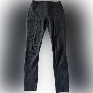 Women's dark grey Ponte Leggings with Paneled Detail, 2 side pockets